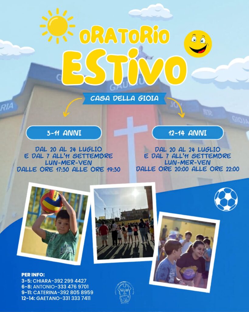 Estate con Gioia: oratorio estivo 2026 per bambini e ragazzi